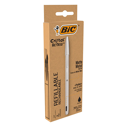Esferográfica Bic Cristal ReNew Preta + 2 Recargas