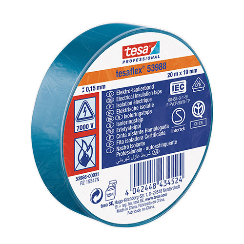 Fita Adesiva Tesa 20m x 19mm Azul para Isolamento