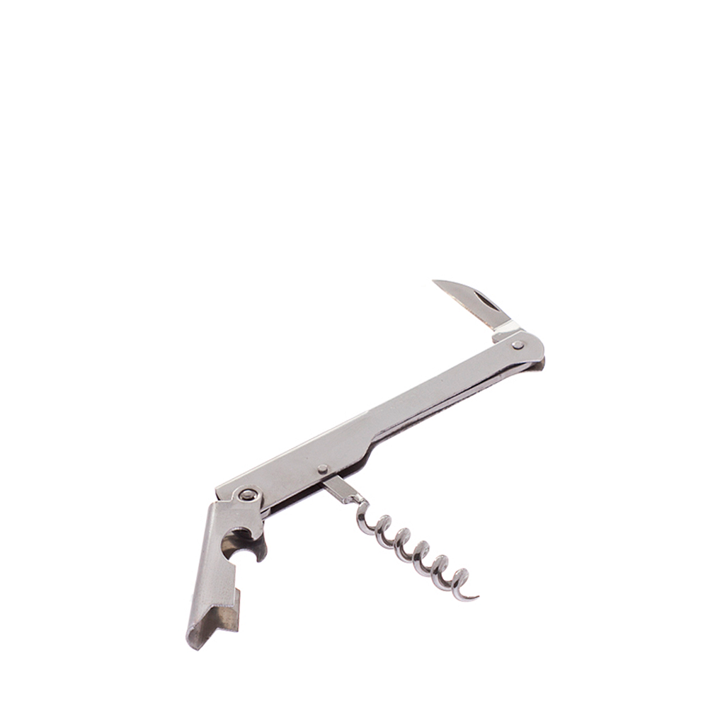 SACA ROLHAS INOX POLIDO 2 NÍVEIS COM CANIVETE 11CM