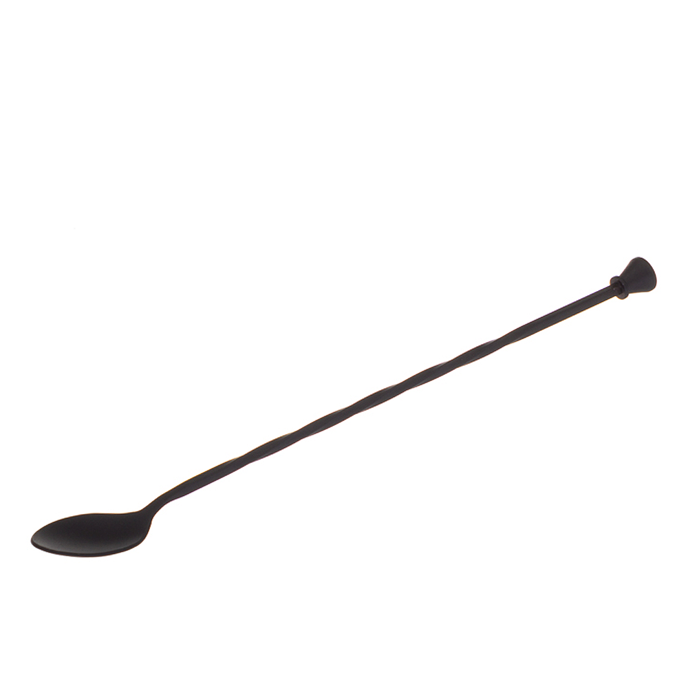 COLHER INOX BAR PRETO COM PILÃO 30CM