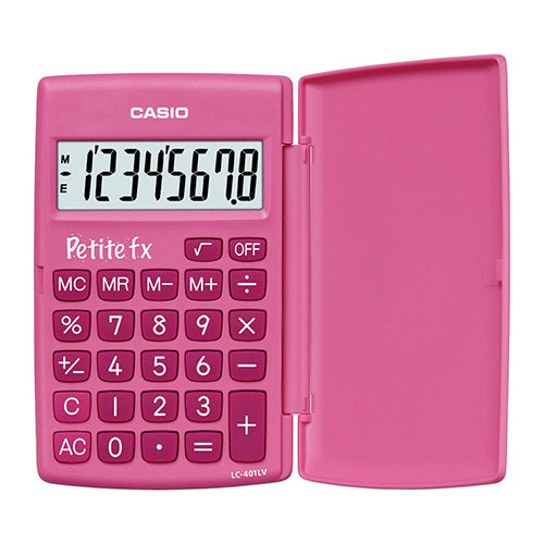 CALCULADORA DE BOLSO BÁSICA CASIO LC-401LV ROSA COM TAMPA