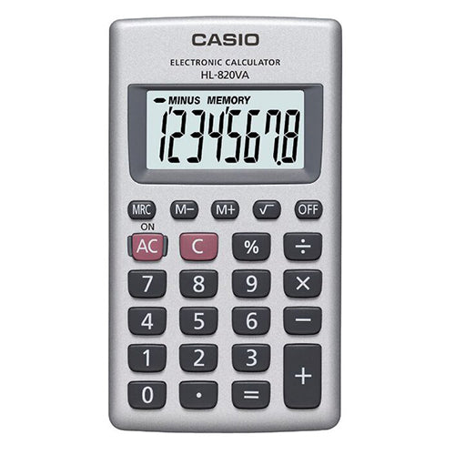 CALCULADORA DE BOLSO BÁSICA CASIO HL-820VA COM CARTEIRA