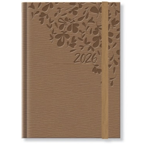 Agenda 2026 Diária Secretária Papiro Nature B12 12x16,5cm Castanha