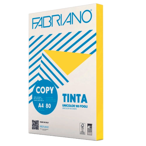 PACK 100 FOLHAS PAPEL COR A4 80GR COPY TINTA INTENSO AMARELO