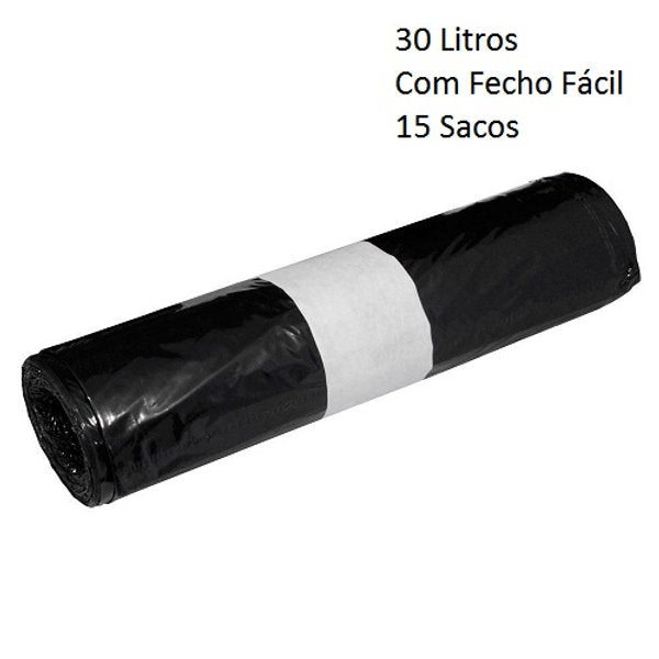 SACOS DE LIXO COM FECHO FÁCIL 30 LITROS ROLO 15 UNIDADES