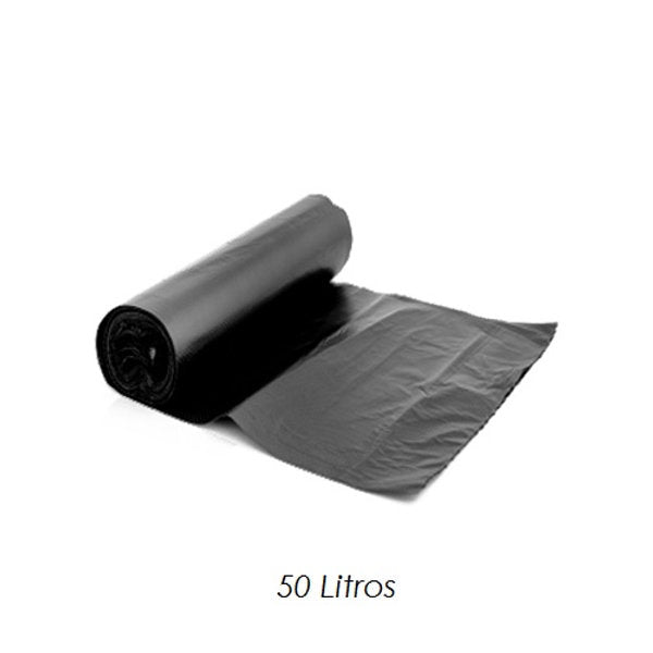 SACOS DE LIXO PRETO 50 LITROS ROLO 10 UNIDADES