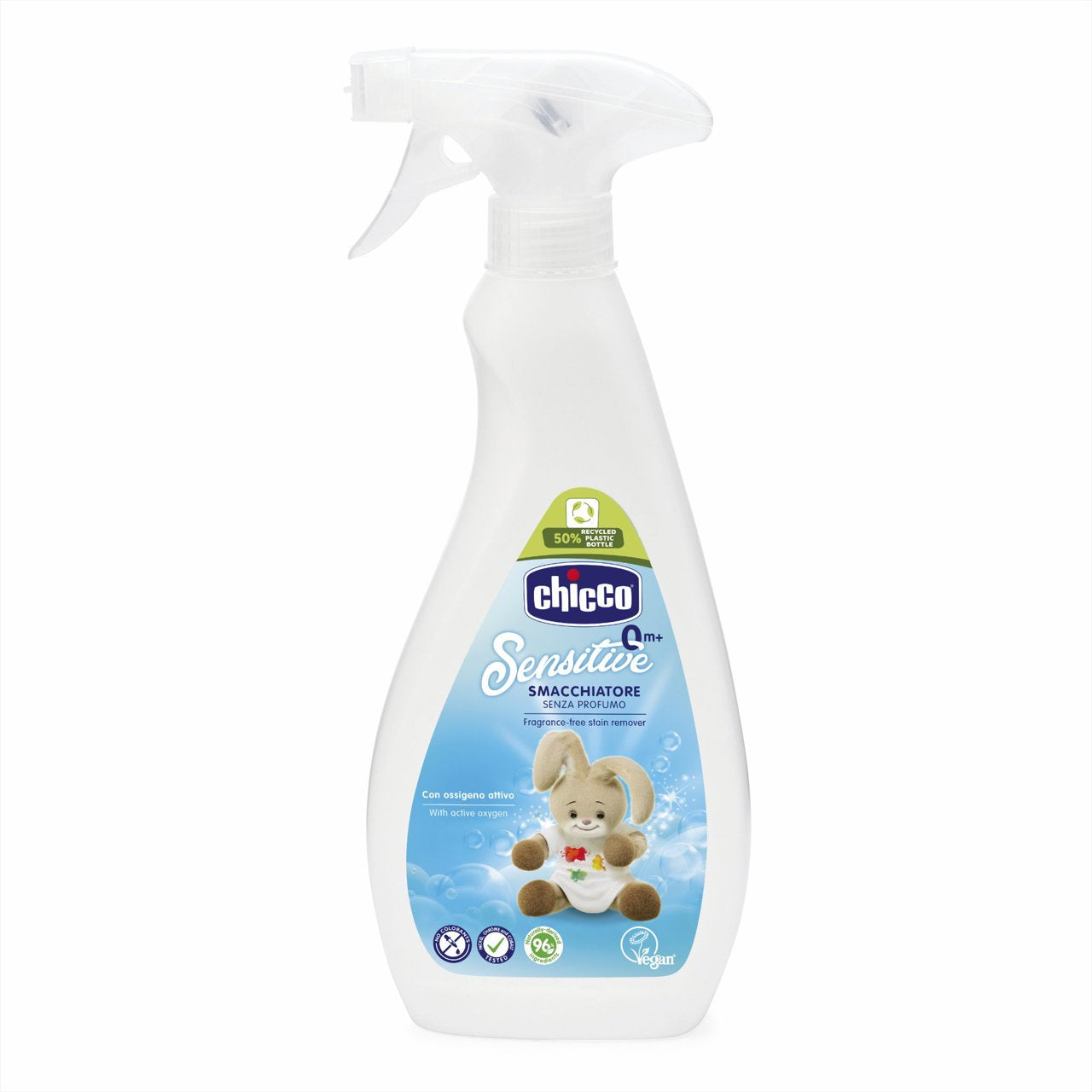 Spray Tira-Nódoas Chicco da Pinto & Coelho, embalagem com frasco branco e rótulo, ideal para remover manchas.