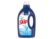 Detergente para roupa de bebê Skip Baby da Pinto & Coelho, embalagem com 21 doses, líquido transparente em frasco.