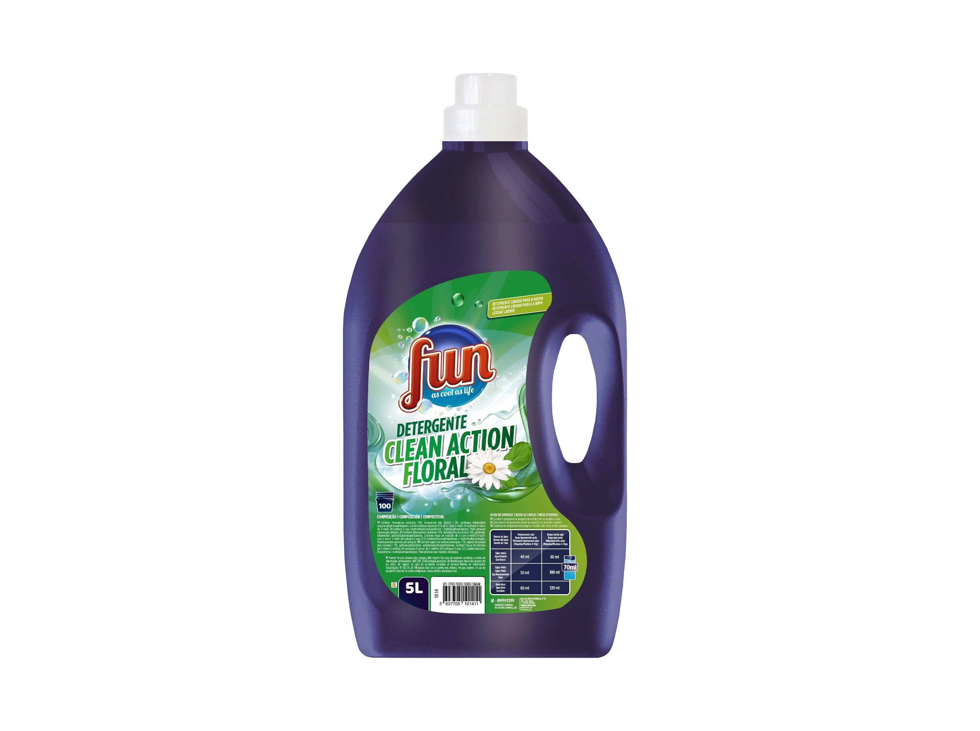 DETERGENTE ROUPA LIQUÍDO FUN CLEAN ACTION FLORAL 5 LITROS 100 DOSES