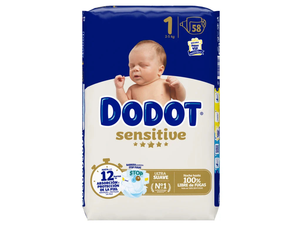 Fralda Dodot Sensitive T1 - 58un, 2-5kg