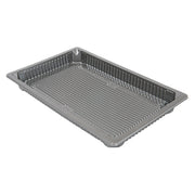 Recipientes para sushi prateados em rPET da Pinto & Coelho, embalagens de 376 ml, 21,5x13,5x2 cm, ideal para alimentos.