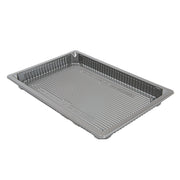 Recipientes para sushi prateados de 442 ml da Pinto & Coelho, embalagens de rPET, medem 22,9x15,5x2,1 cm.