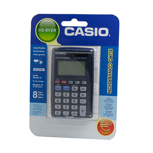 CALCULADORA DE BOLSO BÁSICA CASIO HS-8VER EURO COM TAMPA