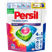 Cápsulas de detergente para roupa Persil Color da Pinto & Coelho, pacotes com 52 unidades, mostrando cápsulas coloridas.