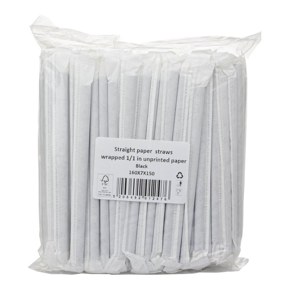 PALHINHA RETA DE PAPEL PRETA 0,7X16CM PARA CAIPIRINHA (EMBALAGEM INDIVIDUAL)