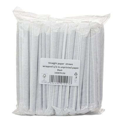 PALHINHA RETA DE PAPEL PRETA 0,7X16CM PARA CAIPIRINHA (EMBALAGEM INDIVIDUAL)