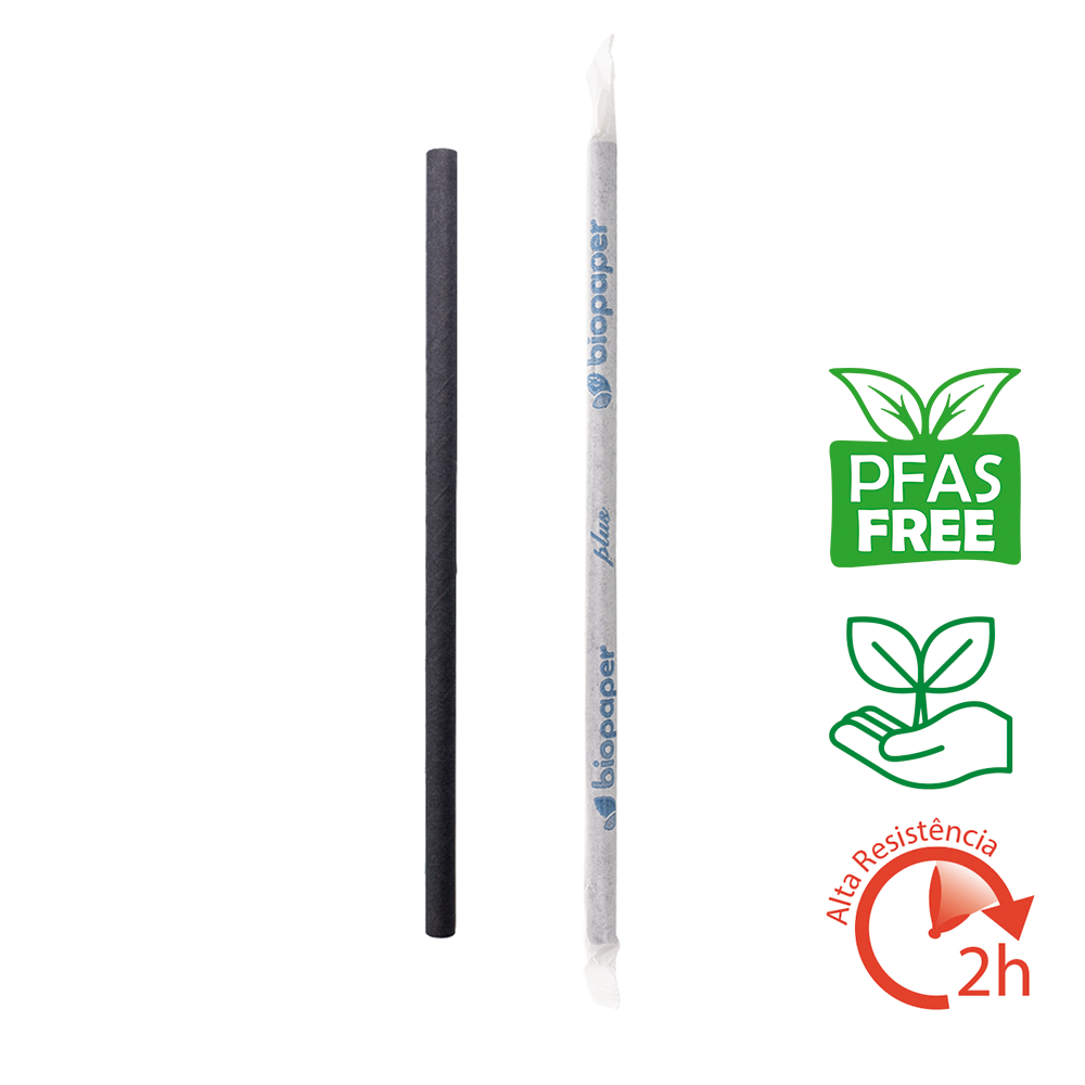 PALHINHA RETA DE PAPEL PRETA BIO 0,8X20CM (EMBALAGEM INDIVIDUAL)