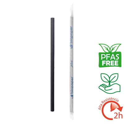 PALHINHA RETA DE PAPEL PRETA BIO 0,8X20CM (EMBALAGEM INDIVIDUAL)