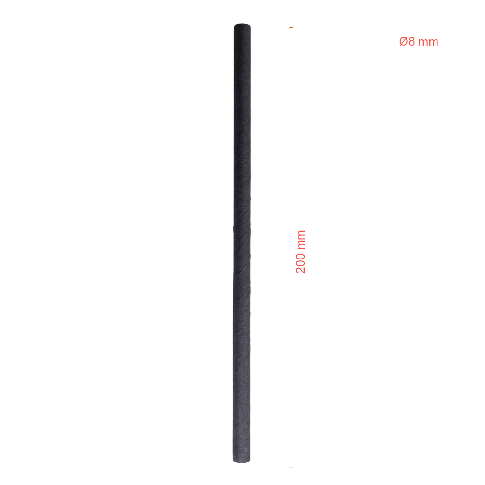 PALHINHA RETA DE PAPEL PRETA BIO 0,8X20CM (EMBALAGEM INDIVIDUAL)