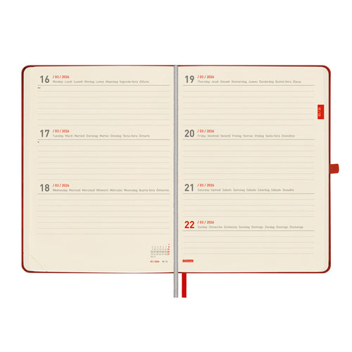 Agenda 2025/2026 Semanal Finocam Minimal 18 Meses 140x190mm Vermelha