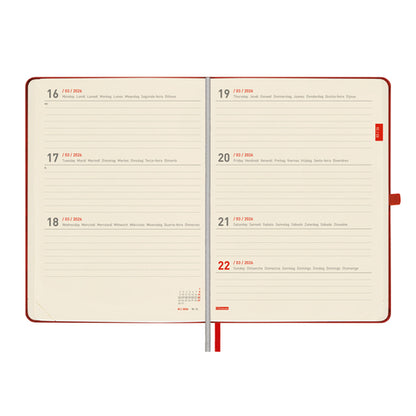 Agenda 2025/2026 Semanal Finocam Minimal 18 Meses 140x190mm Vermelha