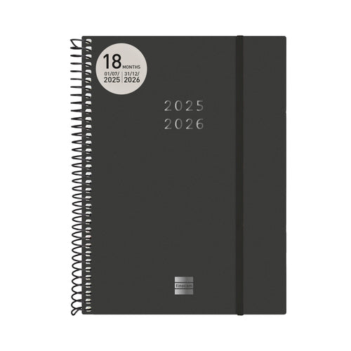 Agenda 2025/2026 Semanal Finocam Espiral 18 Meses E10 155x212mm Preto