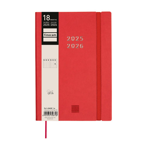Agenda 2025/2026 Semanal Finocam Mara 18 Meses Y10 140x204mm Vermelha