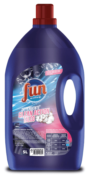 DETERGENTE ROUPA LIQUÍDO FUN CLEAN ACTION TALCO 5 LITROS 100 DOSES
