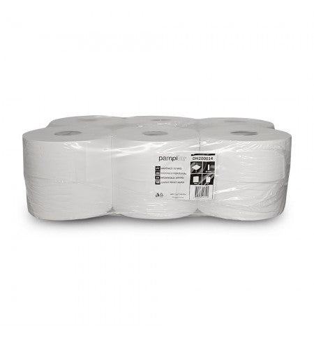 Papel higiênico jumbo Pinto & Coelho 90m, pack com 12 rolos, toalhas de papel macias e resistentes para uso doméstico.