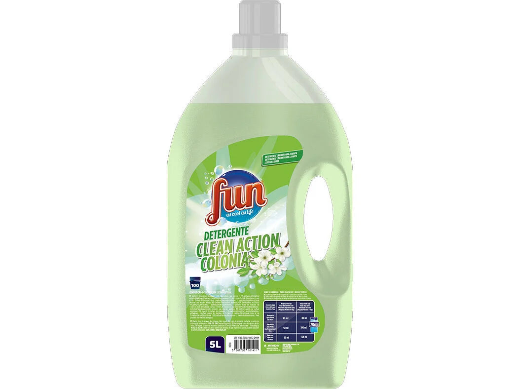 DETERGENTE ROUPA LIQUÍDO FUN CLEAN ACTION COLÓNIA 5 LITROS 100 DOSES