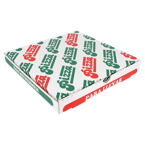 Caixas de pizza 348 g/m2 24x24x3 cm branco cartão microcanal