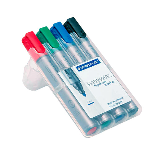 BLISTER 4 MARCADORES QUADRO FLIPCHART STAEDTLER LUMOCOLOR PONTA REDONDA 356WP4