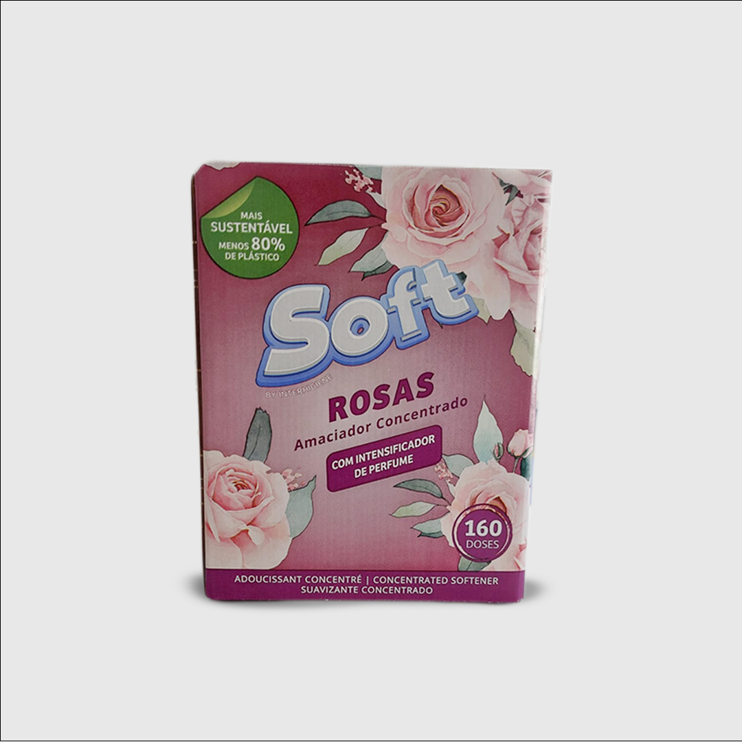 Amaciador de roupas rosas Pinto & Coelho em embalagem de 3L, com frasco e rótulo visíveis.