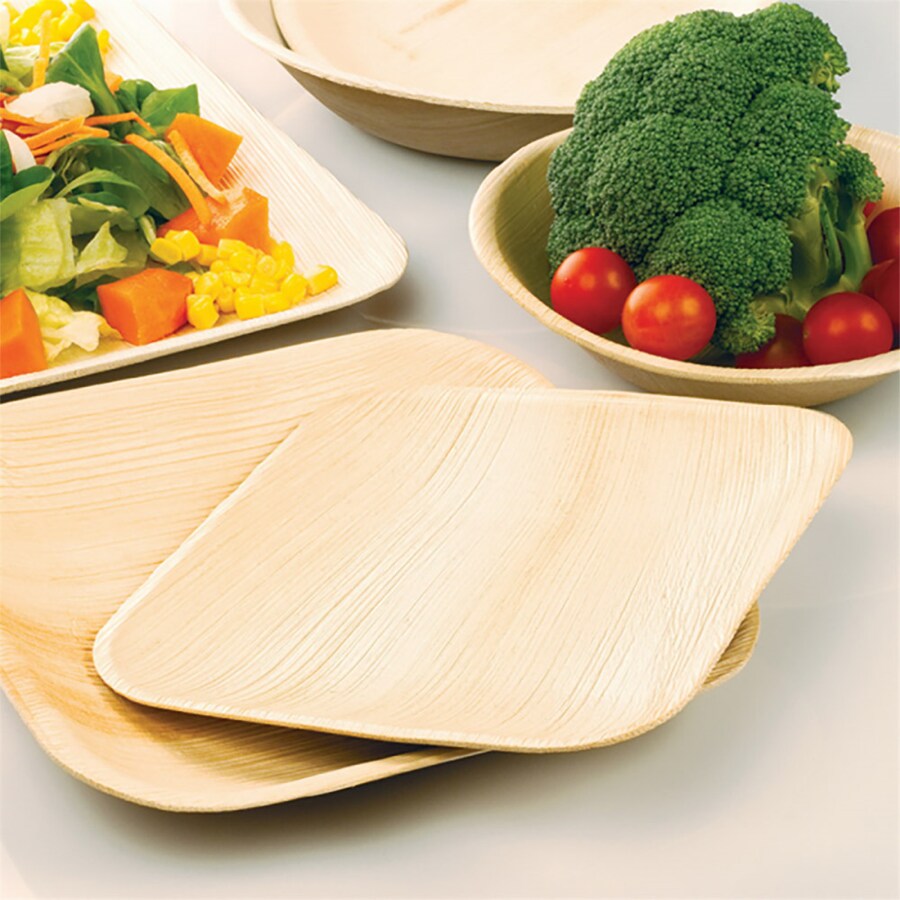 Prato Quadrado Areca Natural - 25un. - Medida 15x15x1.5