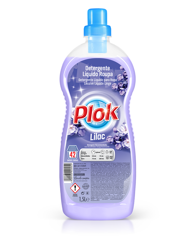 Detergente líquido para roupas Lilac da Pinto & Coelho, embalagem de 15 litros, com rótulo lilás e design limpo.