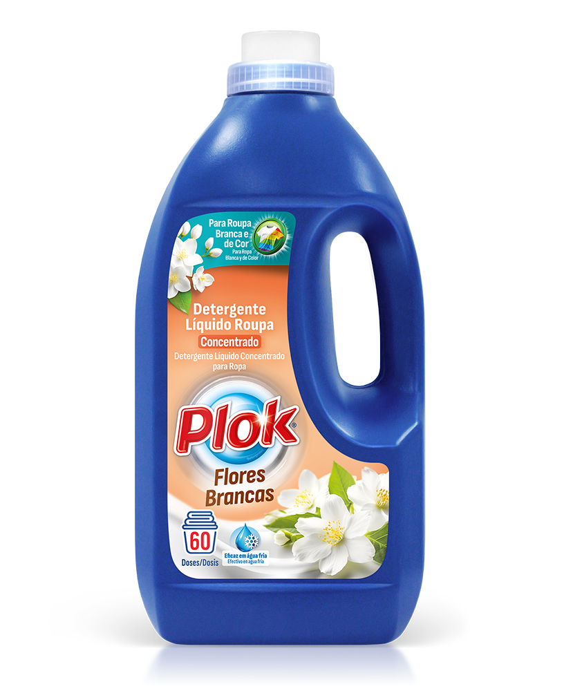 Detergente líquido Pinto & Coelho para roupas com aroma de flores brancas, embalagem de 3 litros.