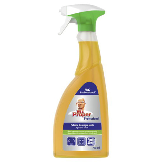 Desengordurante spray Mr Propper Pinto & Coelho, 750ml, com fórmula eficaz para limpar gordura e sujeira em superfícies.