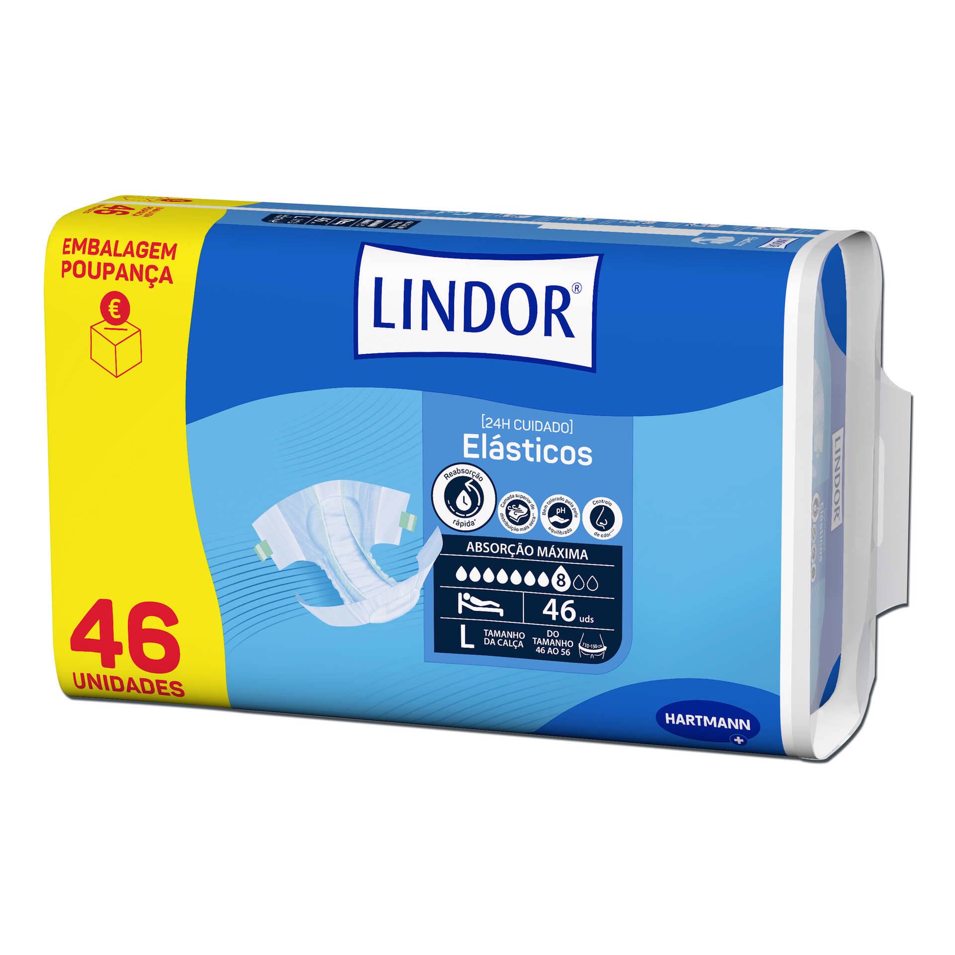 Lindor Fraldas para Adultos Tamanho Grande Elásticos Air Dry Dermo 46un