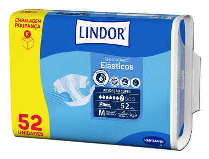 Lindor Fraldas para Adultos Tamanho Médio Elásticos Air Dry Dermo 52 un