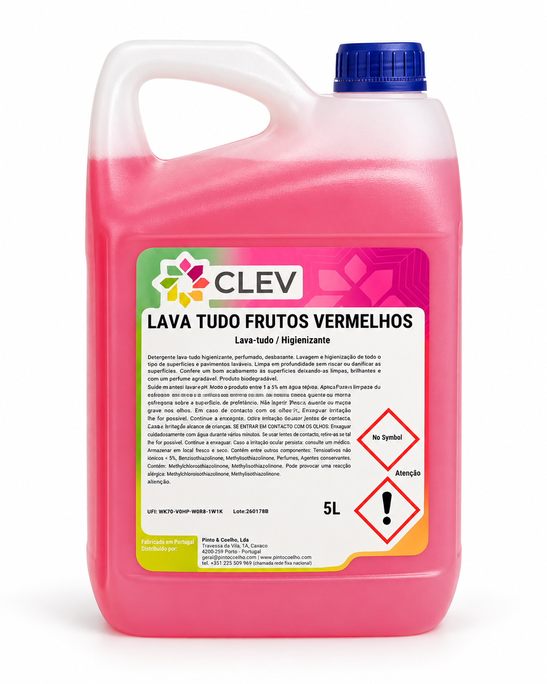 CLEV Frutos Vermelhos – Lava Tudo / Higienizante - 5L
