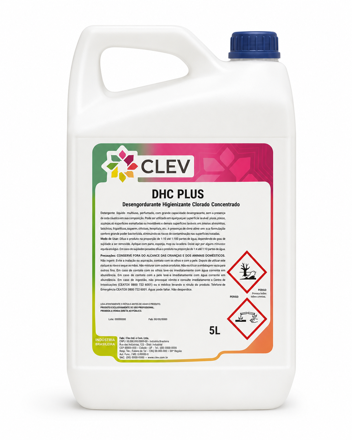 CLEV DHC Plus – Desengordurante Higienizante Clorado Concentrado – 5L