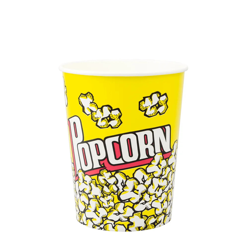 Balde de pipocas de cartolina Pinto & Coelho com capacidade de 96cl, 25 unidades, ideal para popcorns em festas e eventos.