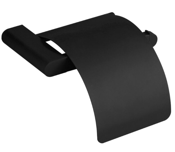 Porta-rolos de papel higiênico Faneco Sydney preto, suporte resistente para papel toalha ou papel higiênico, estilo moderno e funcional.