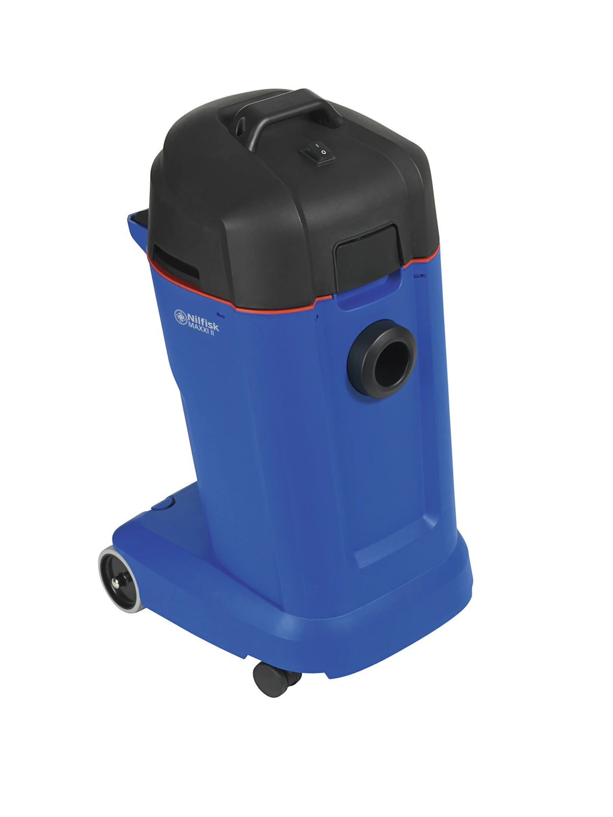 Aspirador Nilfisk MAXXI II 75 Água e Pó, com tubo flexível e acessórios, pronto para limpeza profunda em ambientes diversos.
