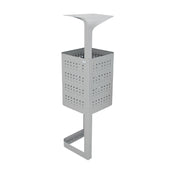 Papeleira urbana Málaga 50L com tampa, design moderno, fabricada pela Pinto & Coelho, ideal para espaços públicos.