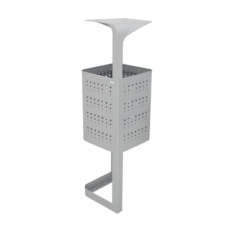 Papeleira urbana Málaga 50L com tampa, design moderno, fabricada pela Pinto & Coelho, ideal para espaços públicos.