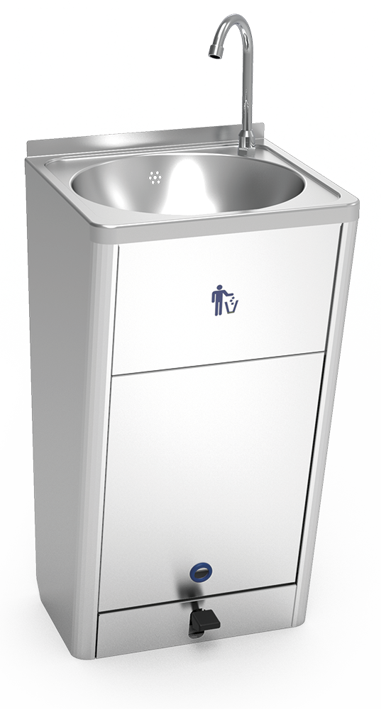 Lavatório inox portátil autónomo de grande caudal