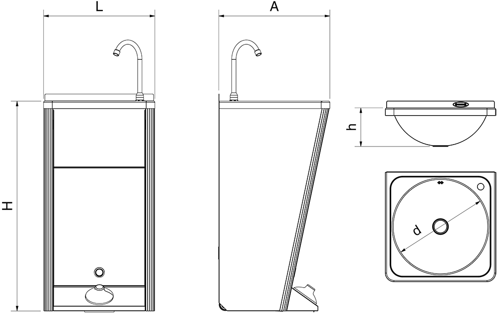 Lava-mãos com porta amovível autónomo e portátil