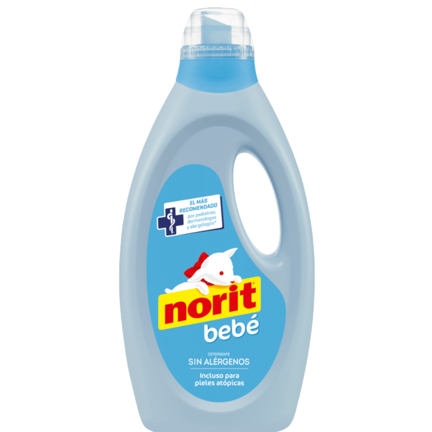 Detergente para roupas de bebê Norit Pinto & Coelho, frasco de 1125ml, com 32 doses, ideal para roupas delicadas de bebê.