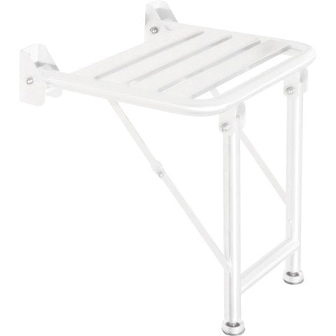 Assento de duche rebatível inox branco com apoio ao chão NOFER 15045.W